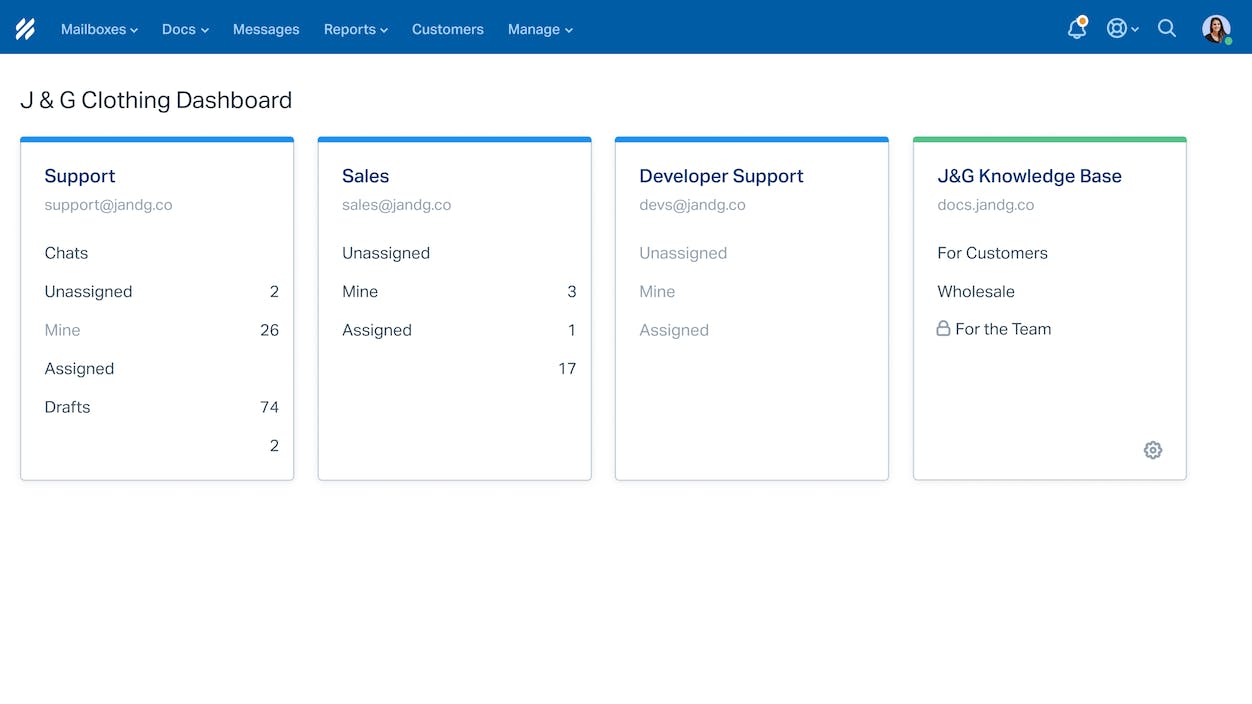 Helpscout Product Screen with overlay - DASHBOARD