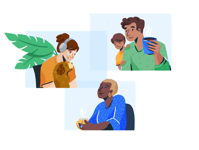 Illustration: Colleagues working remotely